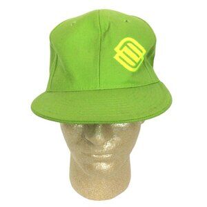FF Logo Pit Bull Hat Neon Green Fitted Stretch Flat Bill Cap Size 7-1/8